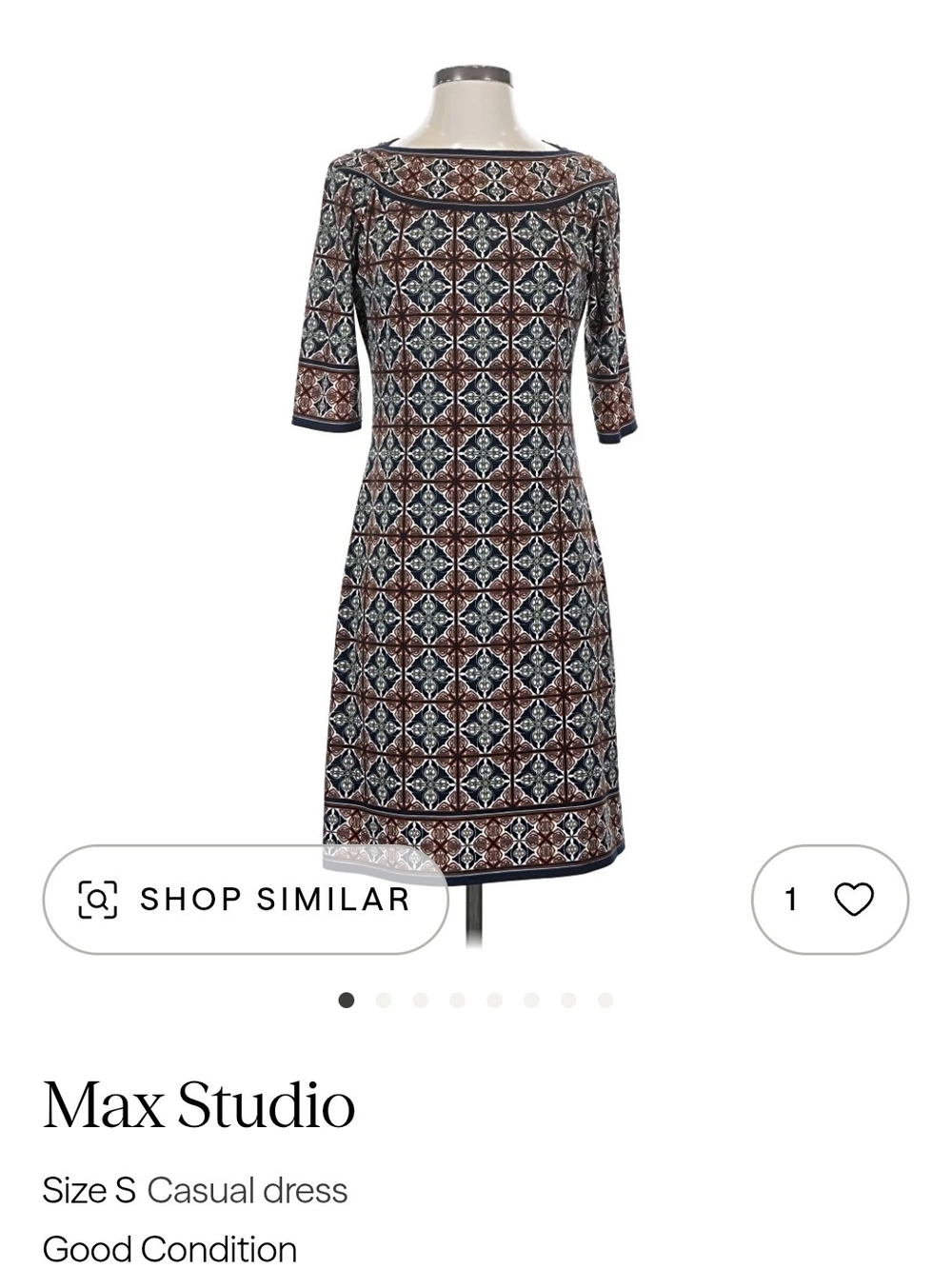 Max Studio Navy & Brown Geometric Midi Dress